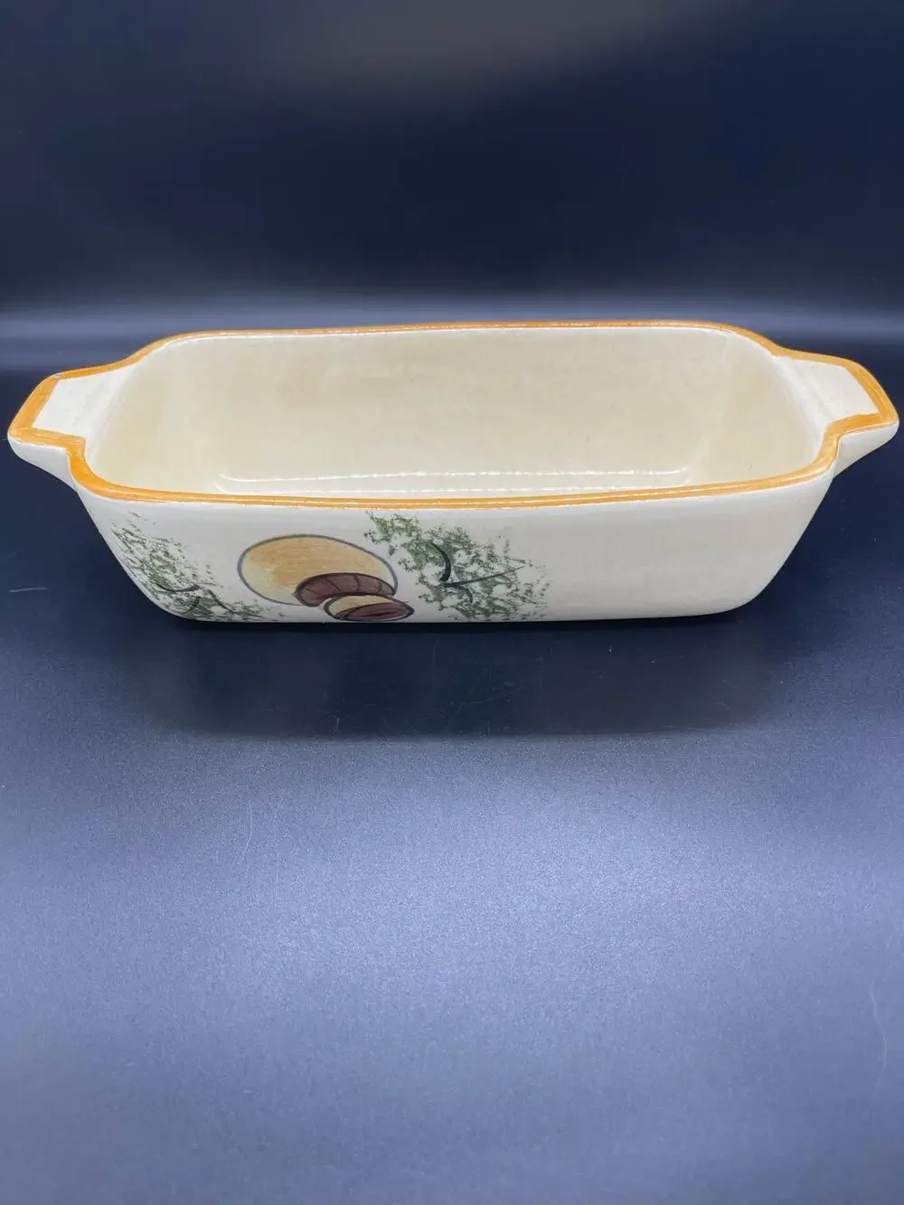Vintage Los Angeles Pottery Bread / Loaf Pan 70’s Mushrooms *See paint photo